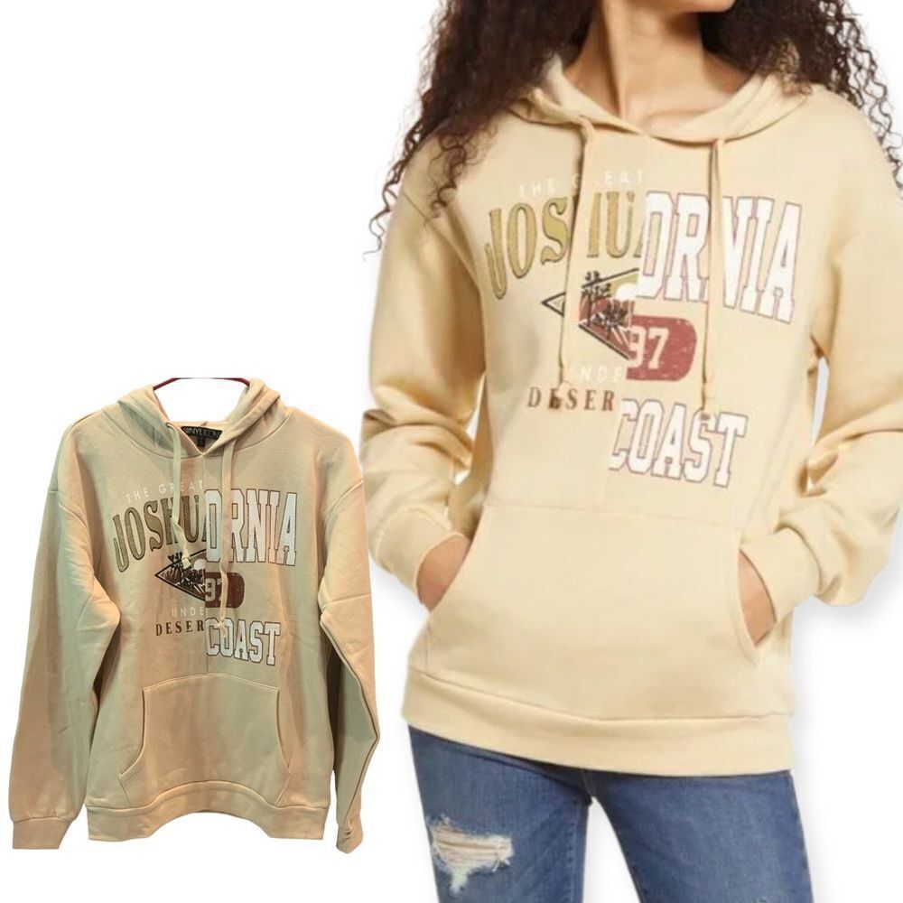 NWT Vinyl Icons Joshua Tree & Cali Coast Split Graphic Hoodie Womens Sz S
